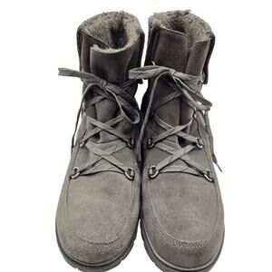 Bear Trap 10 Gray Women's Fur Insulated Suede Winter Snow Combat Boots Shoes